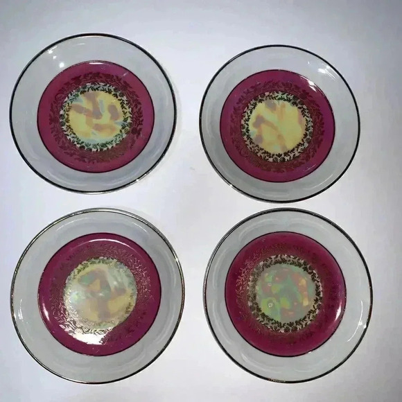 set of 4 Madonna 4 INCH  small Plate Luster Porcelain, Made in GDR Germany - Picture 1 of 5